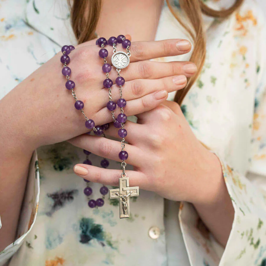 AMETHYST BEADS - ROSARY - SILVER - Image 2