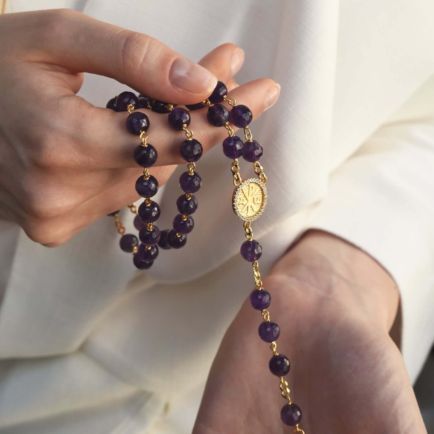 AMETHYST BEADS - ROSARY - VERMEIL SILVER - Image 2