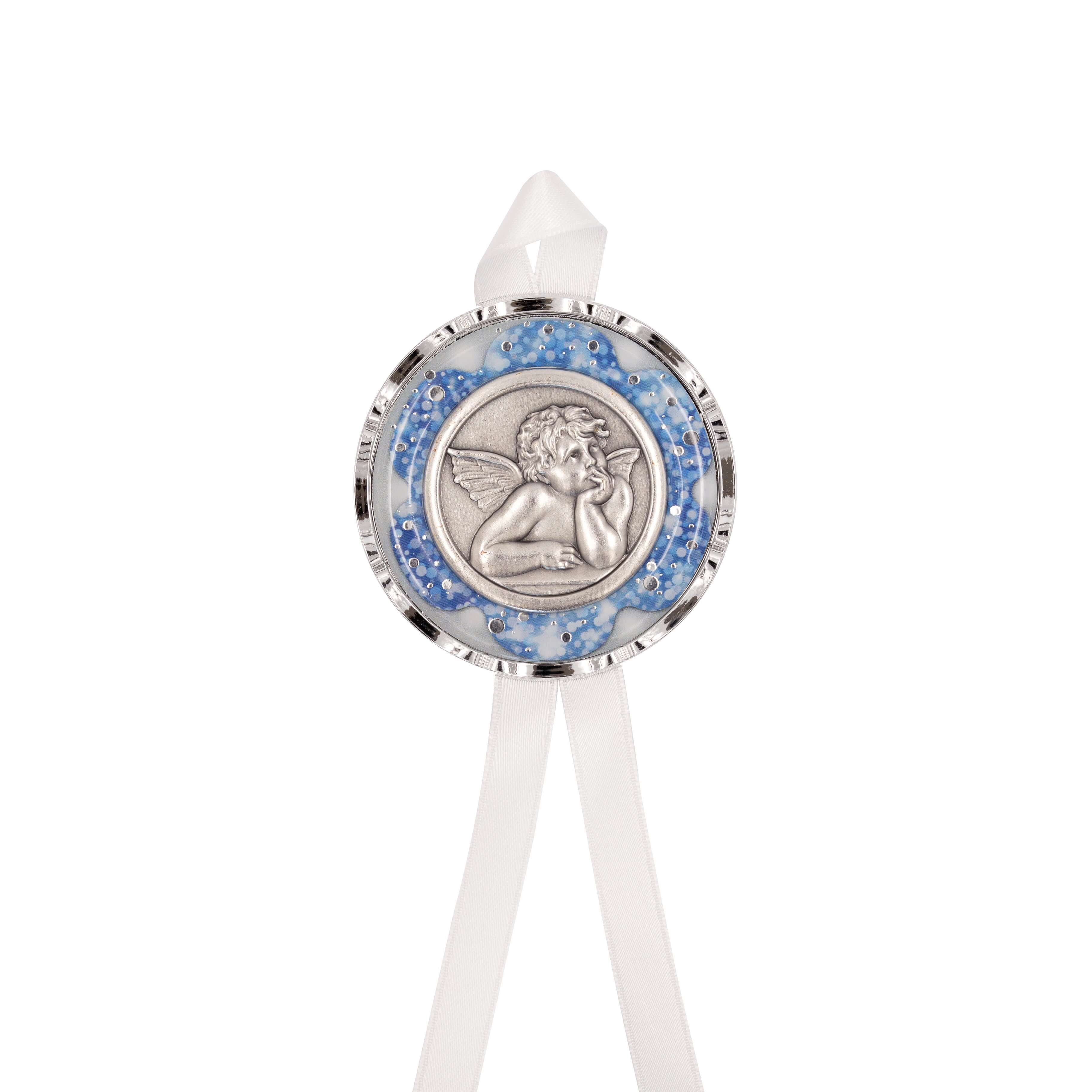 ANGEL - BLUE CRIB MEDAL - METAL