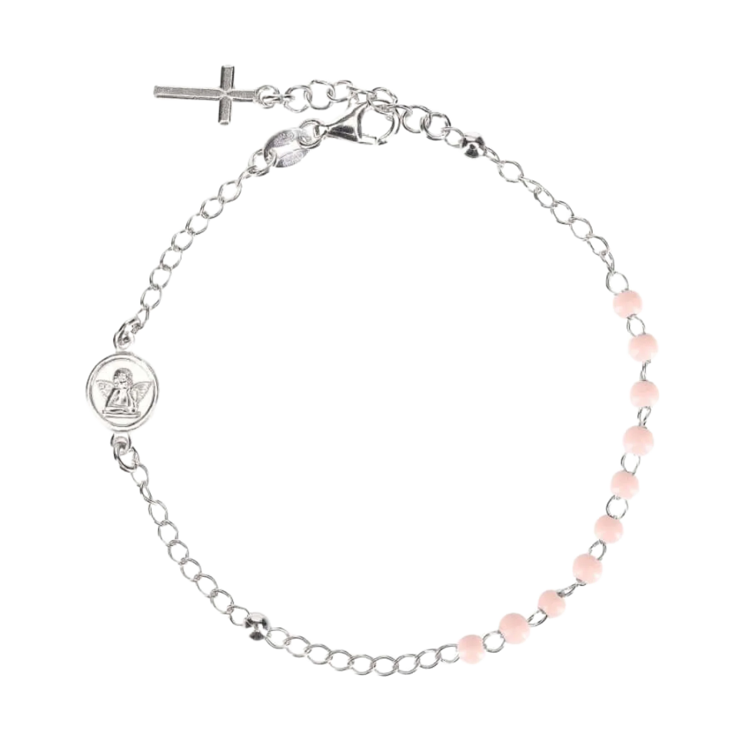 BABY ROSARY BRACELET - SILVER - PINK
