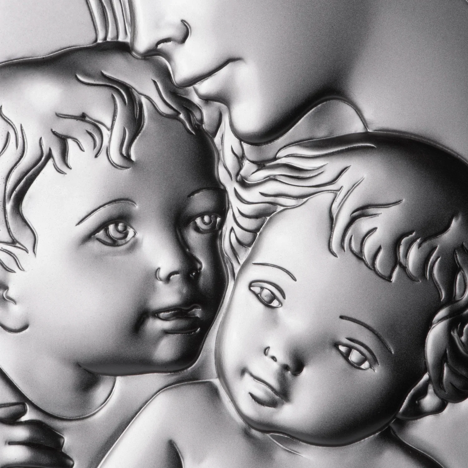 BLESSED MOTHER WITH CHILD AND ANGEL - RELIGIOUS PICTURE - SILVER - Image 3