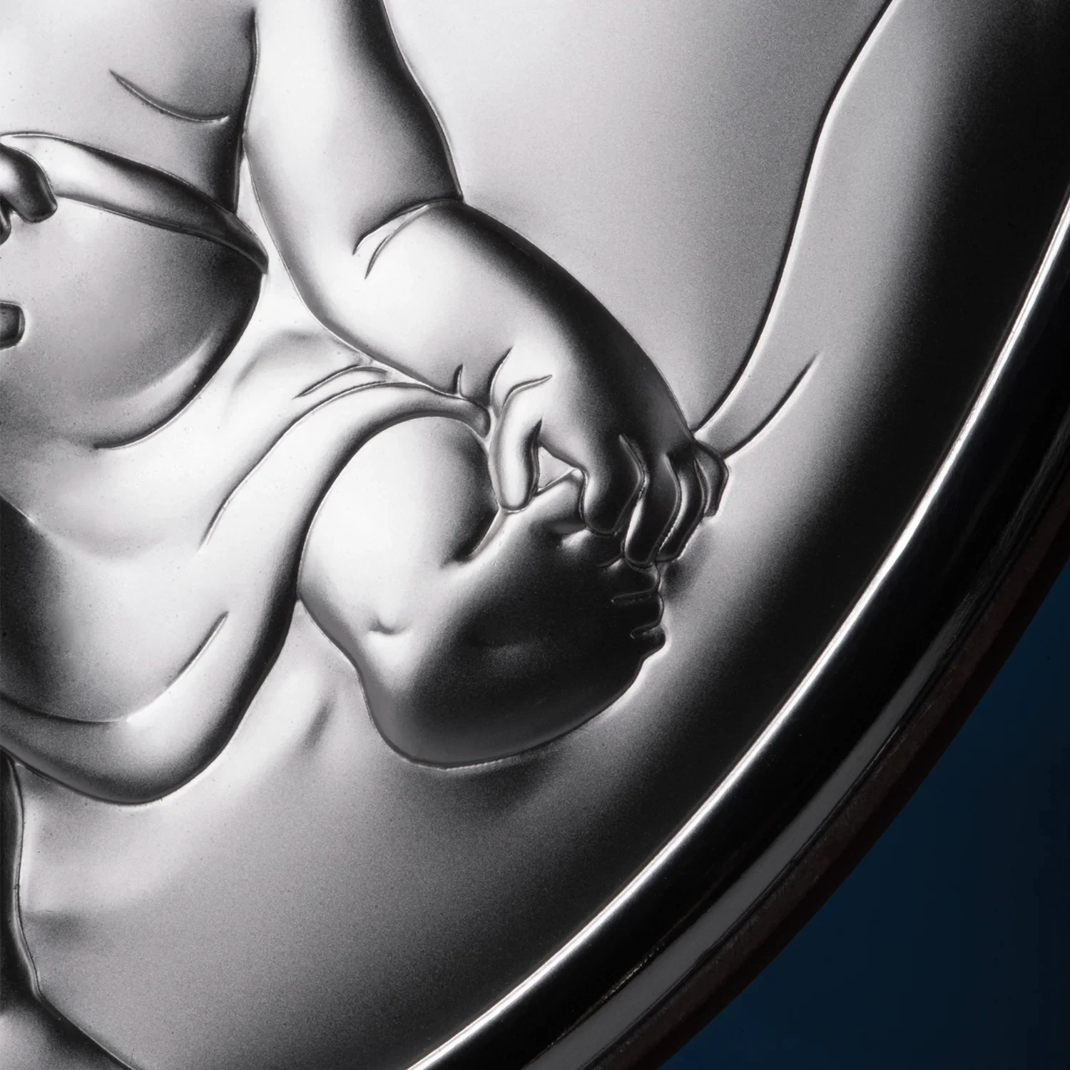 BLESSED MOTHER WITH CHILD AND ANGEL - RELIGIOUS PICTURE - SILVER - Image 4
