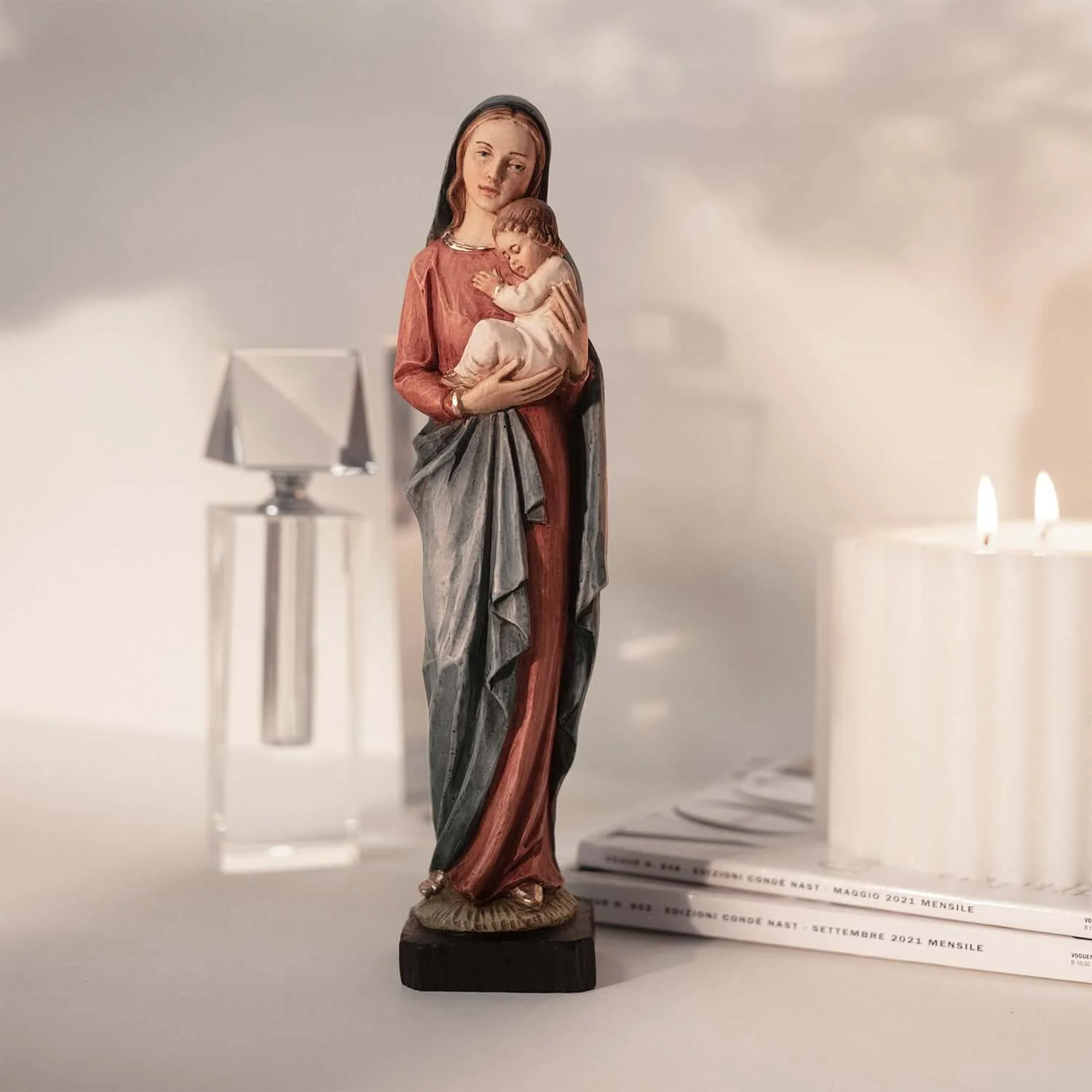 BLESSED MOTHER WITH INFANT JESUS - STATUE - RESIN - Image 2