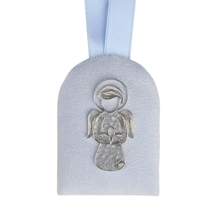 BLUE CRIB DECORATION - SILVER FILIGREE