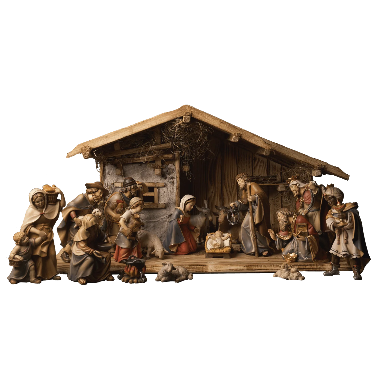 LARGE NATIVITY SCENE SET - CHRISTMAS - WOOD