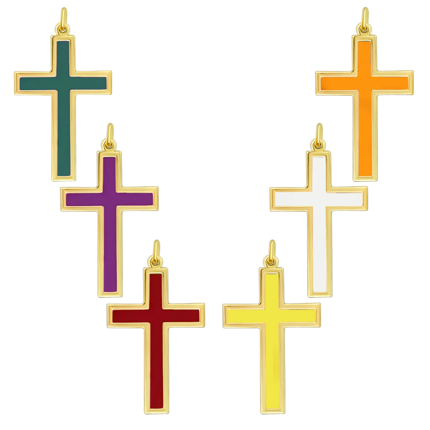 COLORED CROSS PENDANT - SILVER