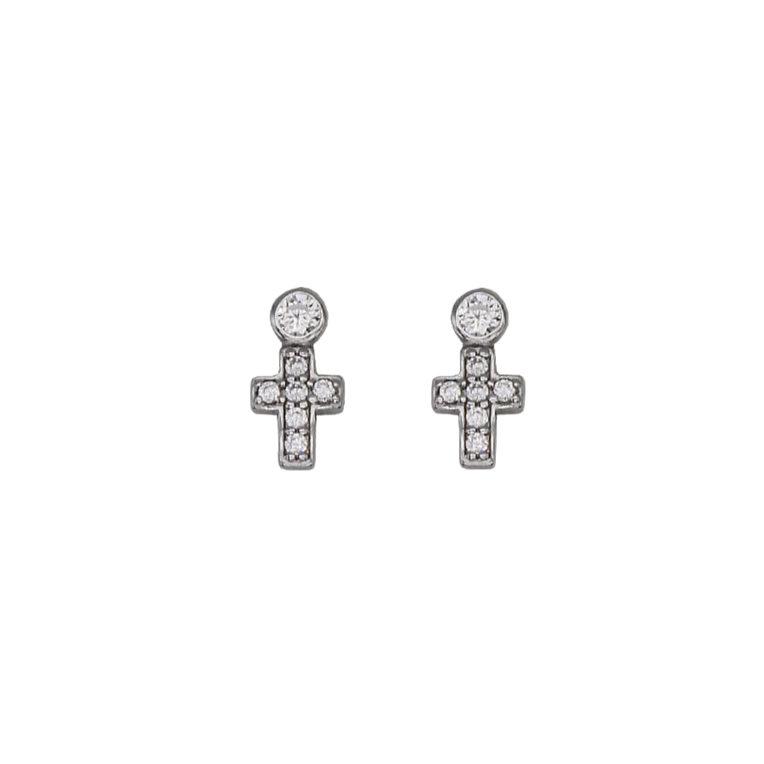 CROSS EARRINGS - SILVER AND ZIRCONIA