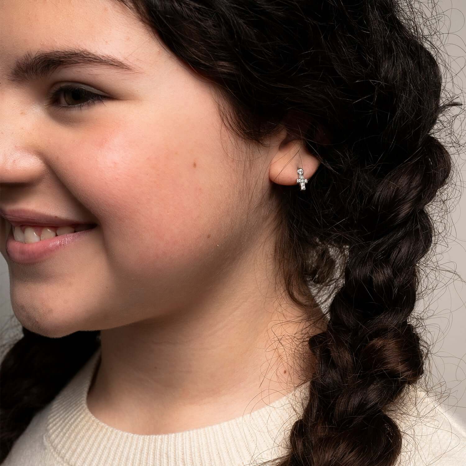 CROSS EARRINGS - SILVER AND ZIRCONIA - Image 3