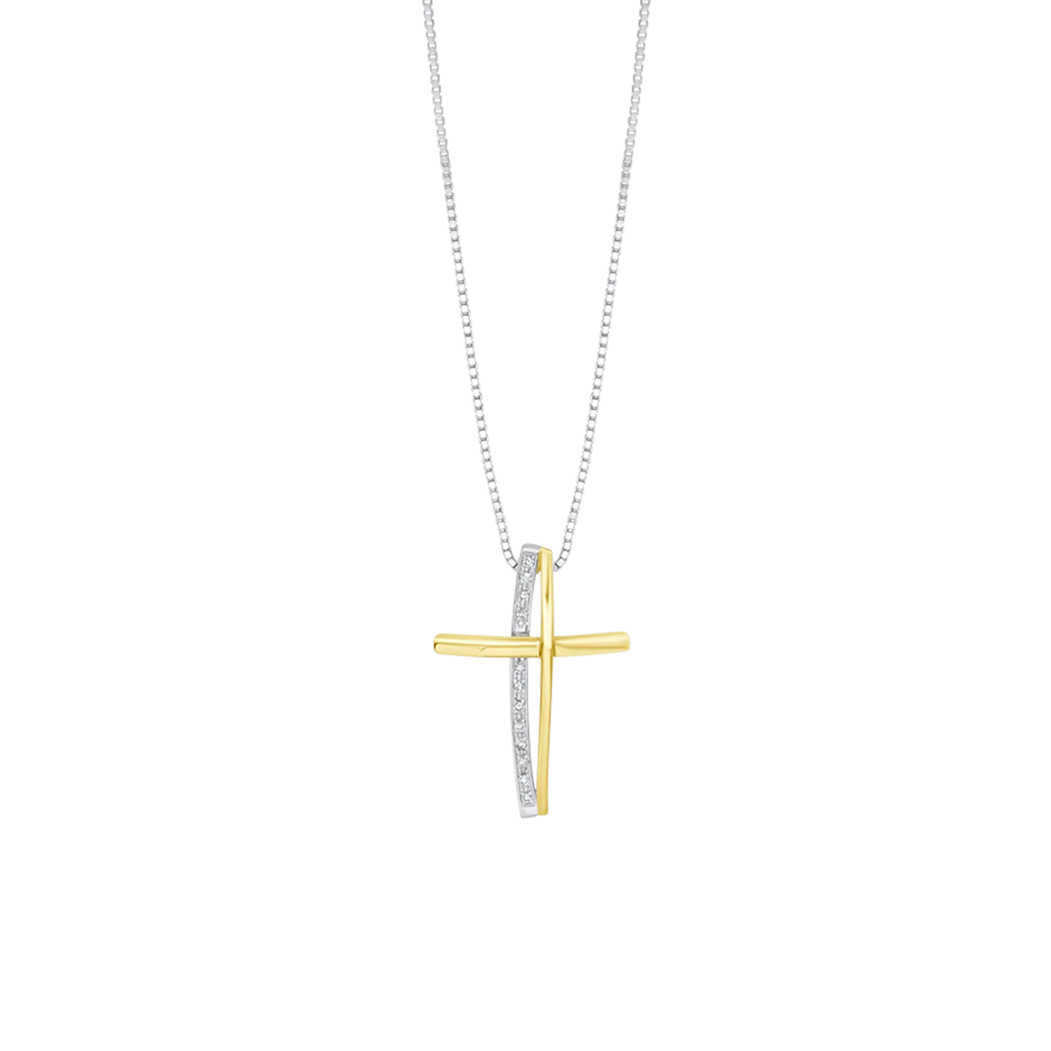 CROSS NECKLACE - DIAMONDS AND GOLD