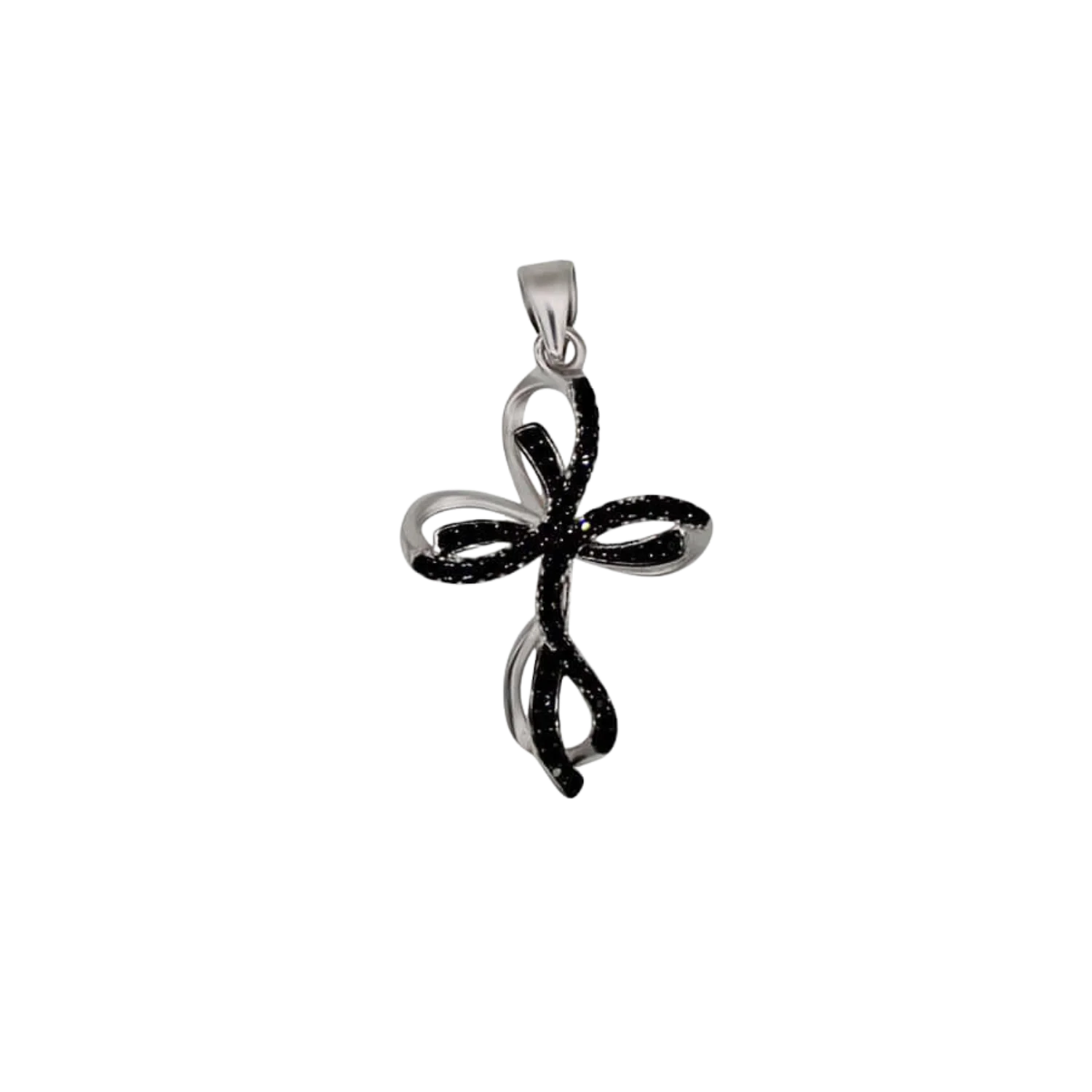 CROSS PENDANT - SILVER AND BLACK ZIRCONIA