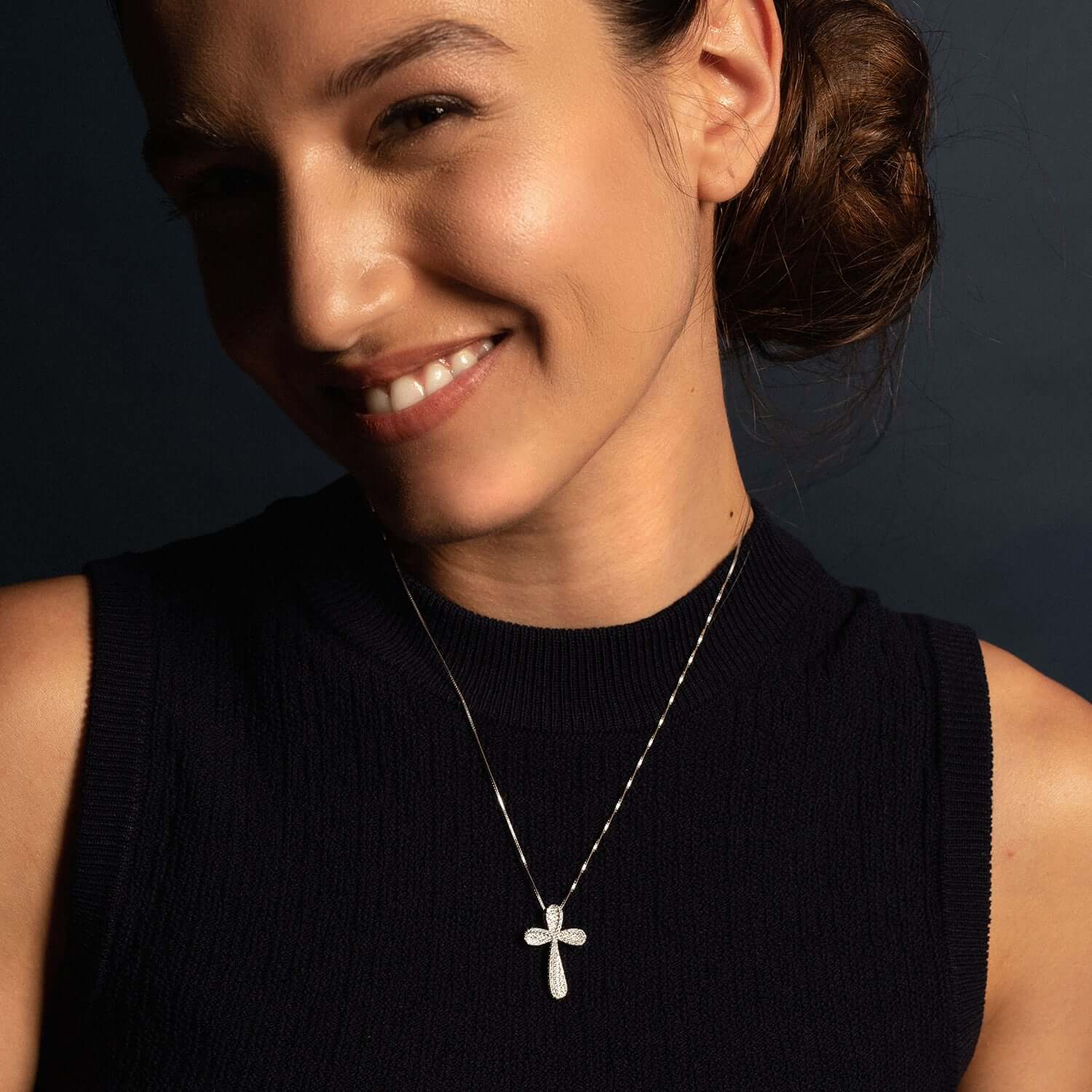 CROSS PENDANT - SILVER AND ZIRCONIA - Image 2