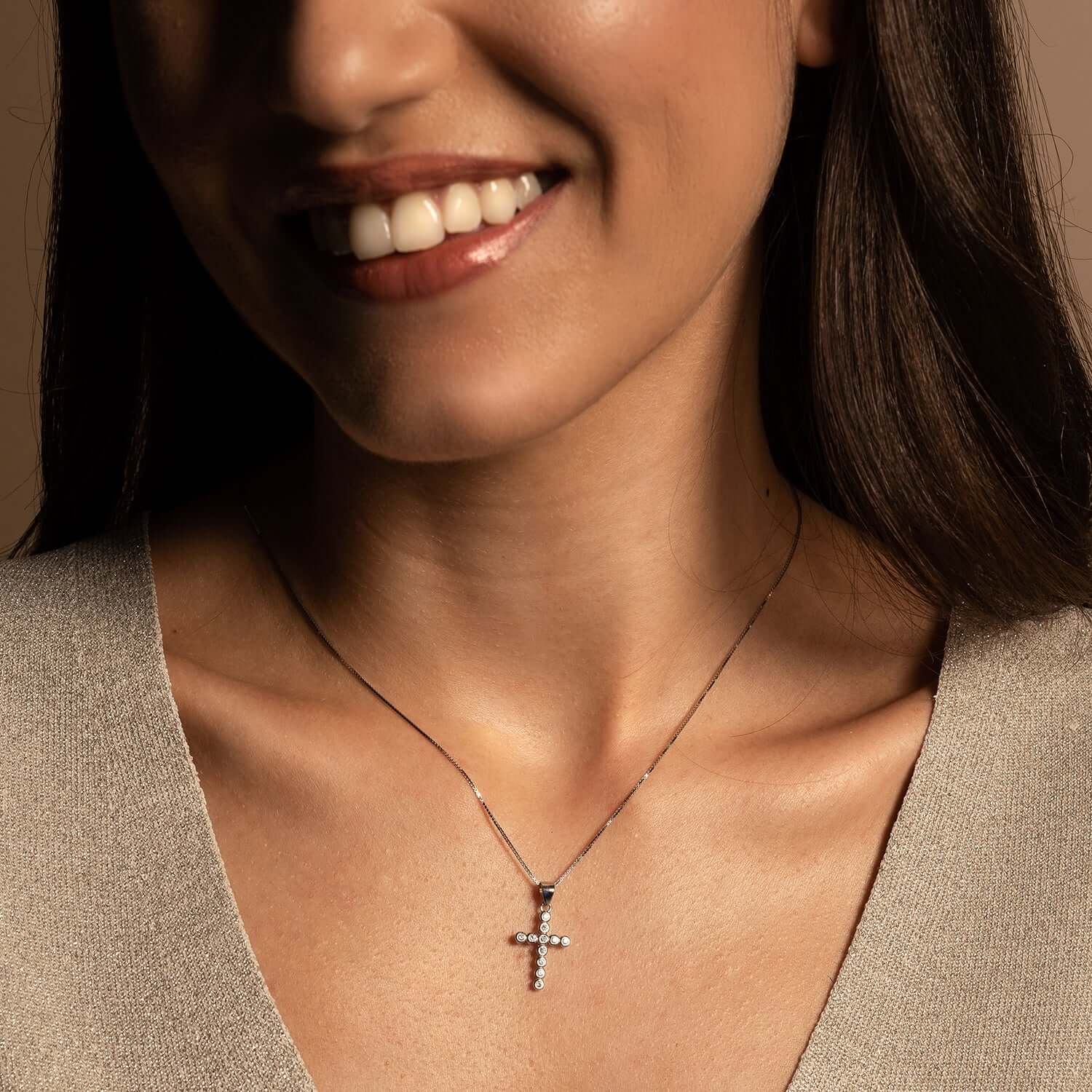 CROSS PENDANT - SILVER AND ZIRCONIA - Image 2