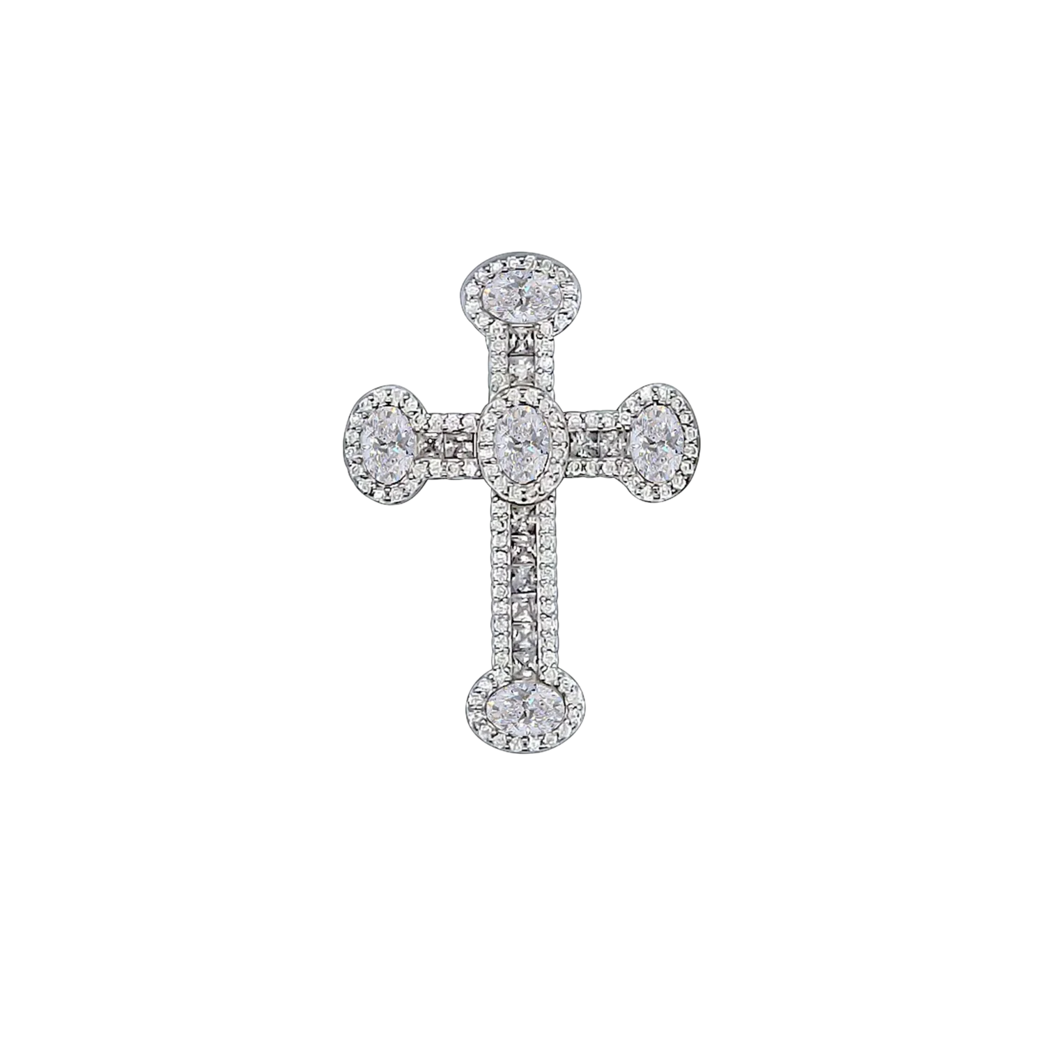 CROSS PENDANT - SILVER, CRYSTALS AND ZIRCONIA
