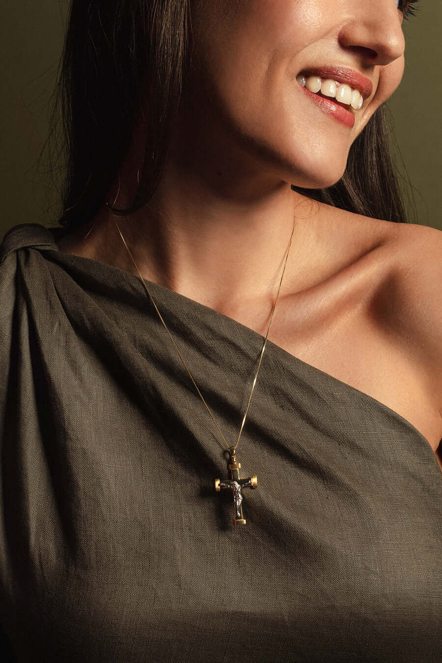 CRUCIFIX PENDANT - BICOLOR SILVER - Image 2