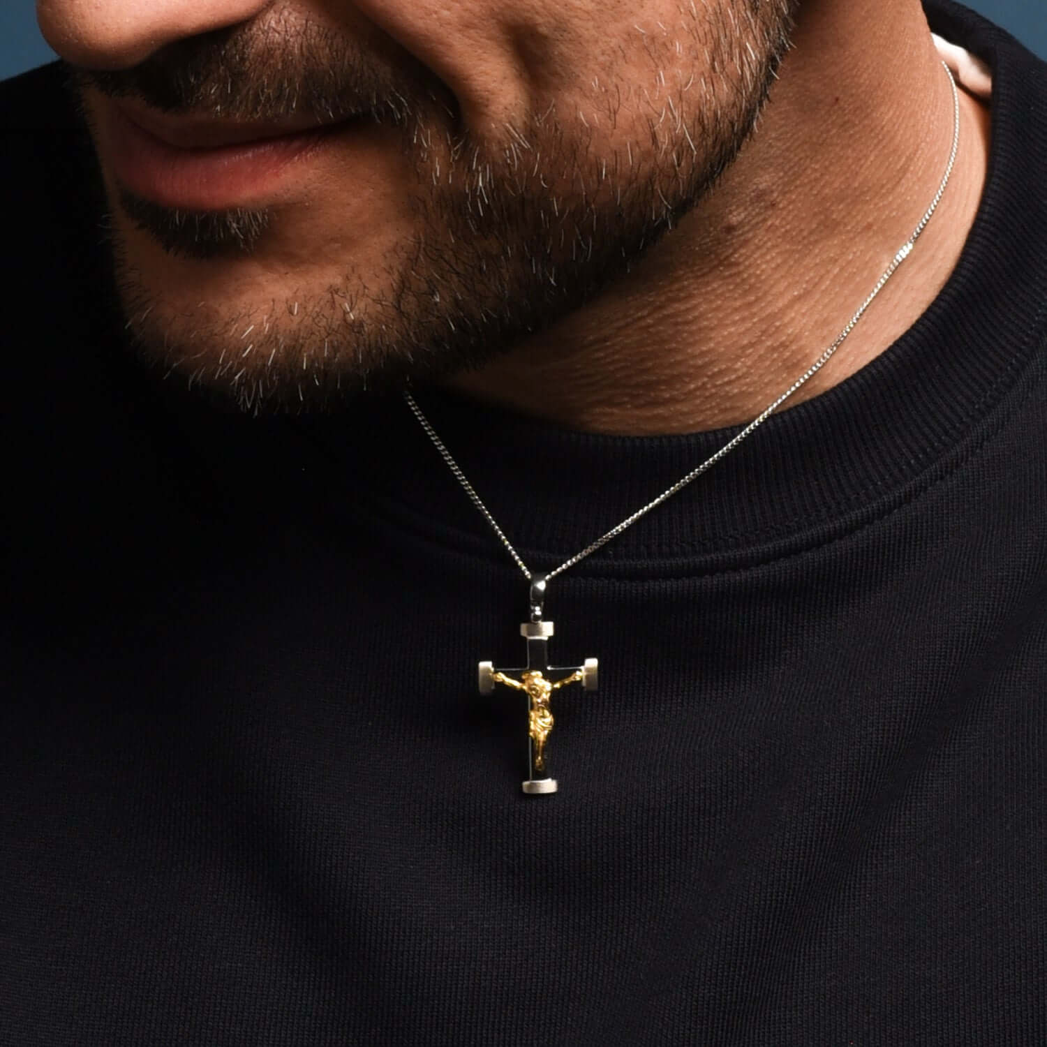 CRUCIFIX PENDANT - BICOLOR SILVER - Image 2