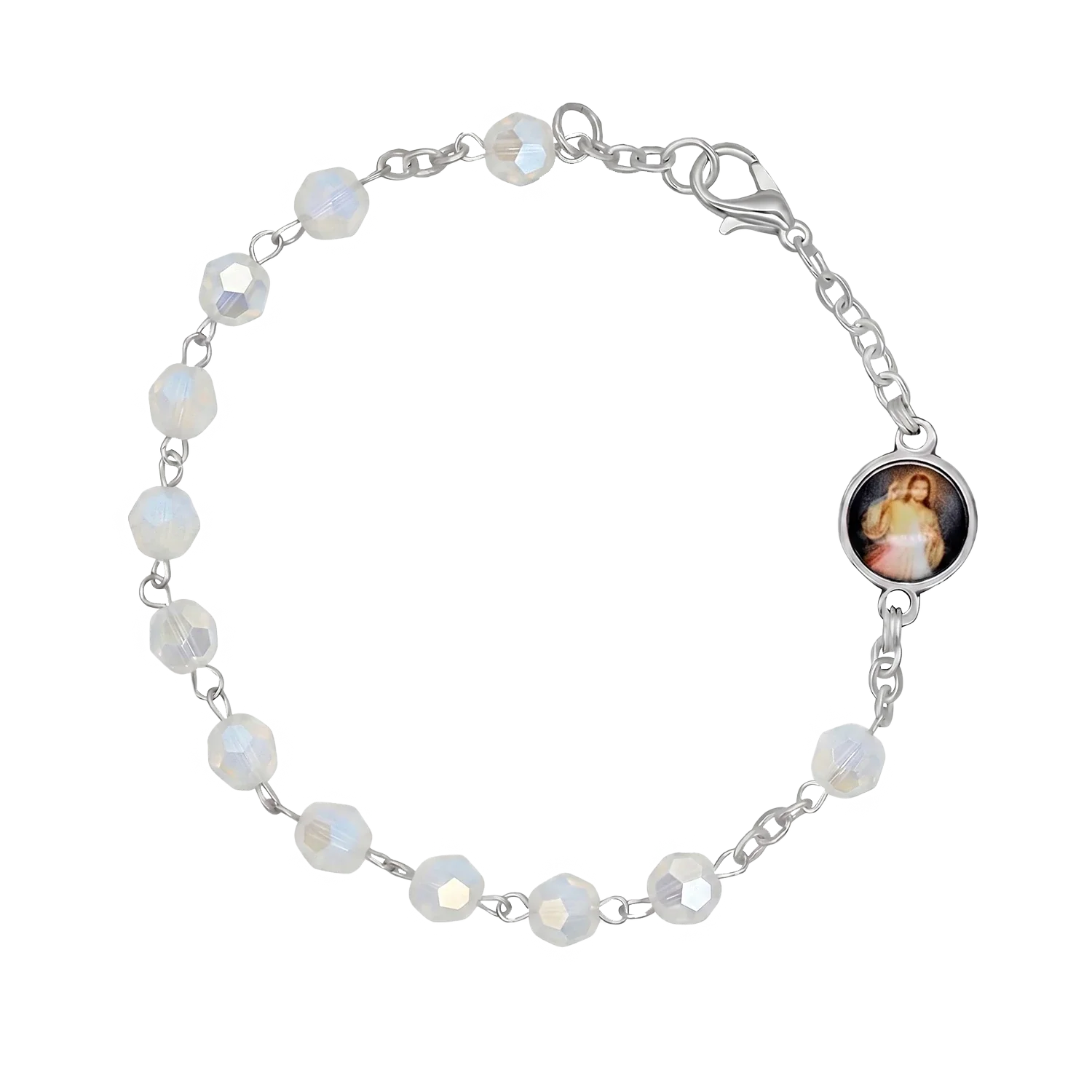 CRYSTAL ROSARY BRACELET - METAL