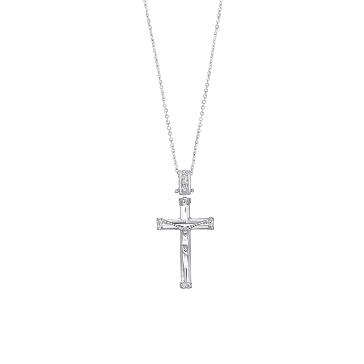 DIAMOND CRUCIFIX - NECKLACE - WHITE GOLD