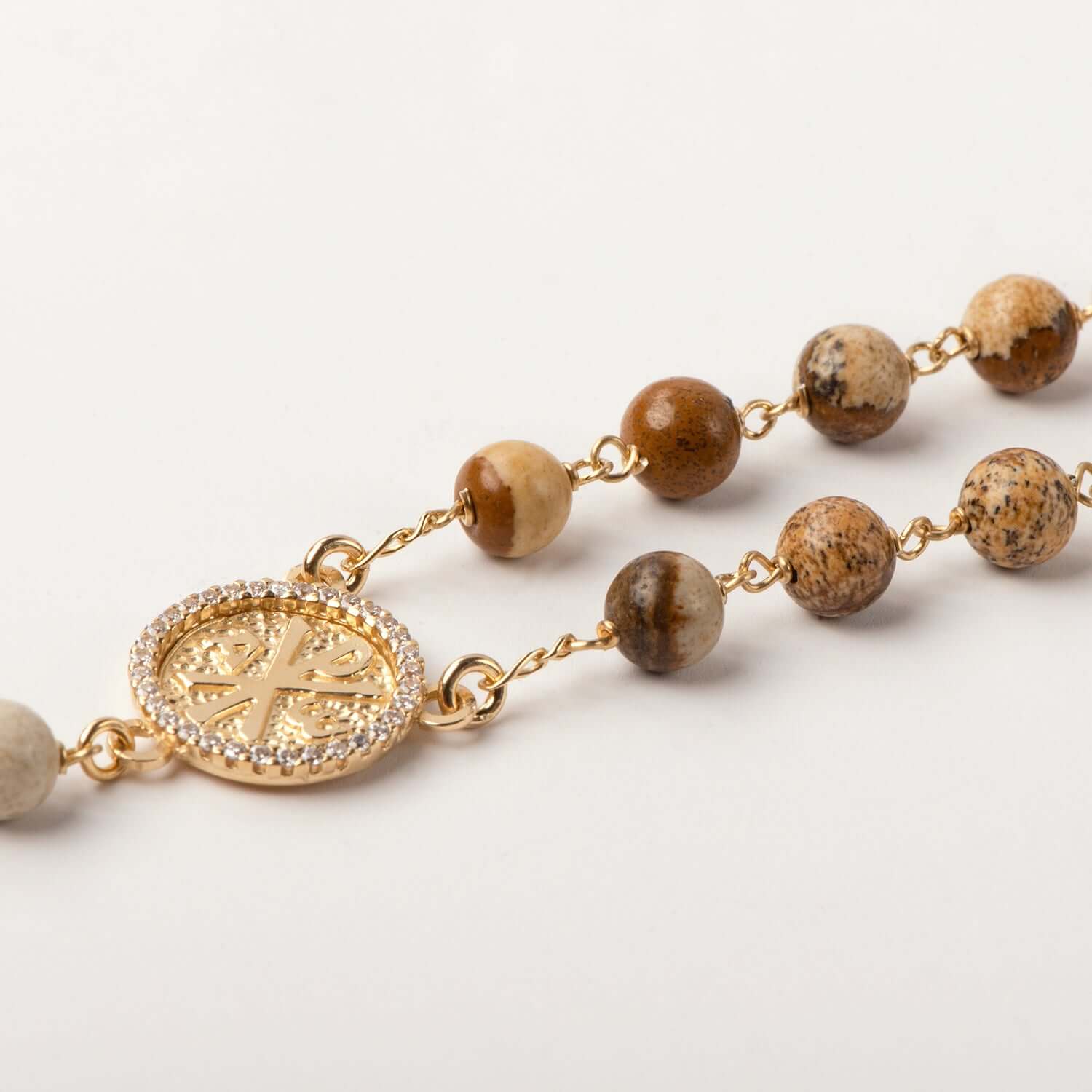 FOSSIL WOOD ROSARY - VERMEIL SILVER - Image 4