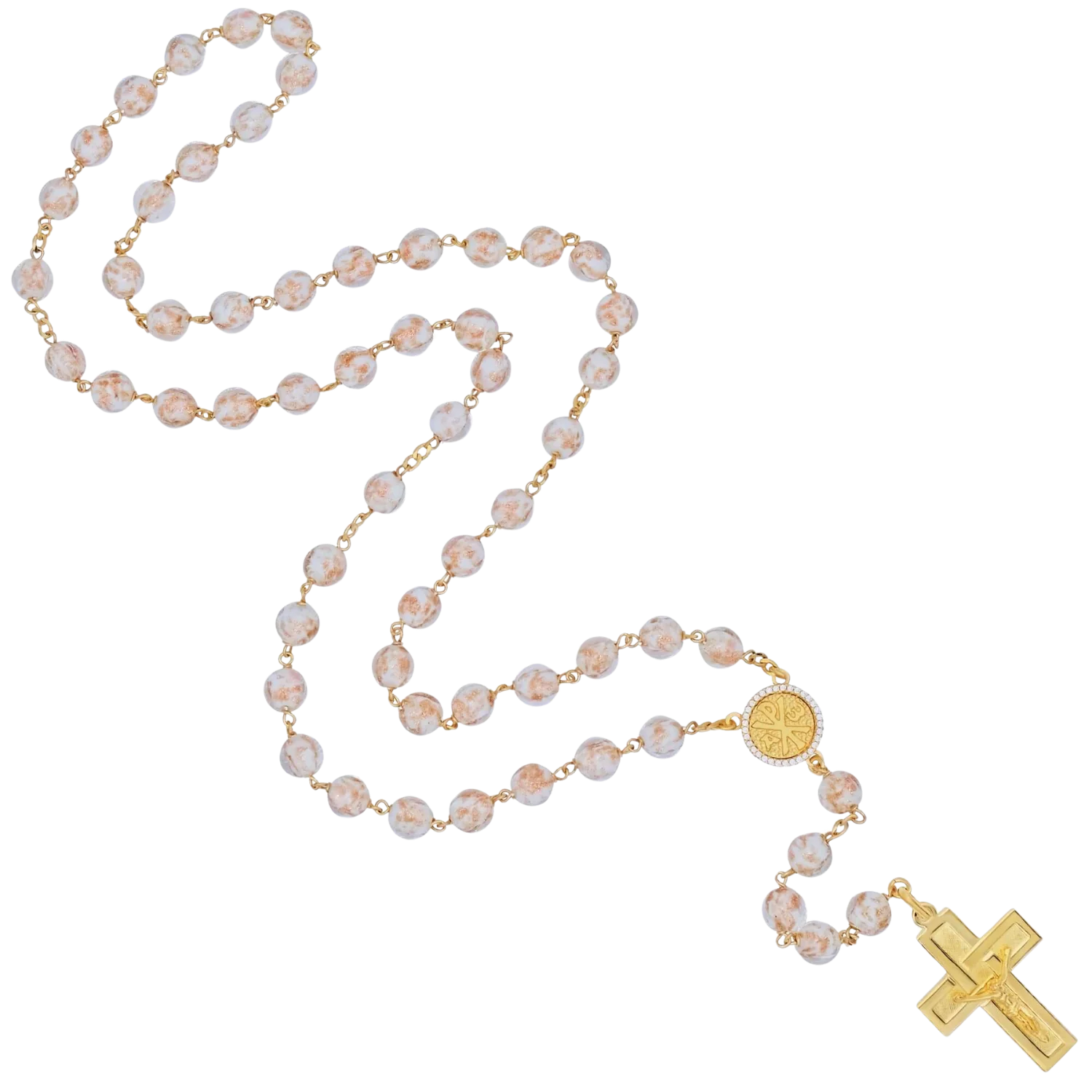GLASS BEADS ROSARY - VERMEIL SILVER