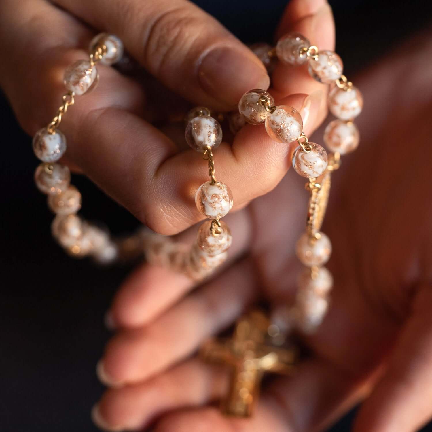 GLASS BEADS ROSARY - VERMEIL SILVER - Image 2