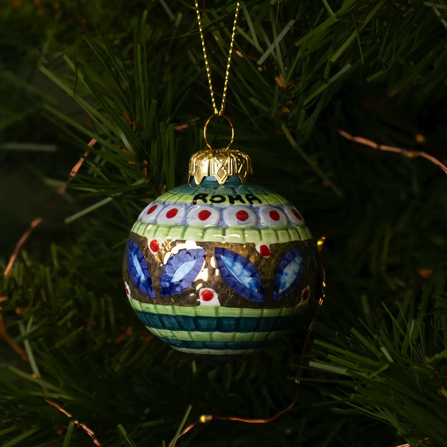 GREEN CHRISTMAS BAUBLE - CERAMIC - Image 2