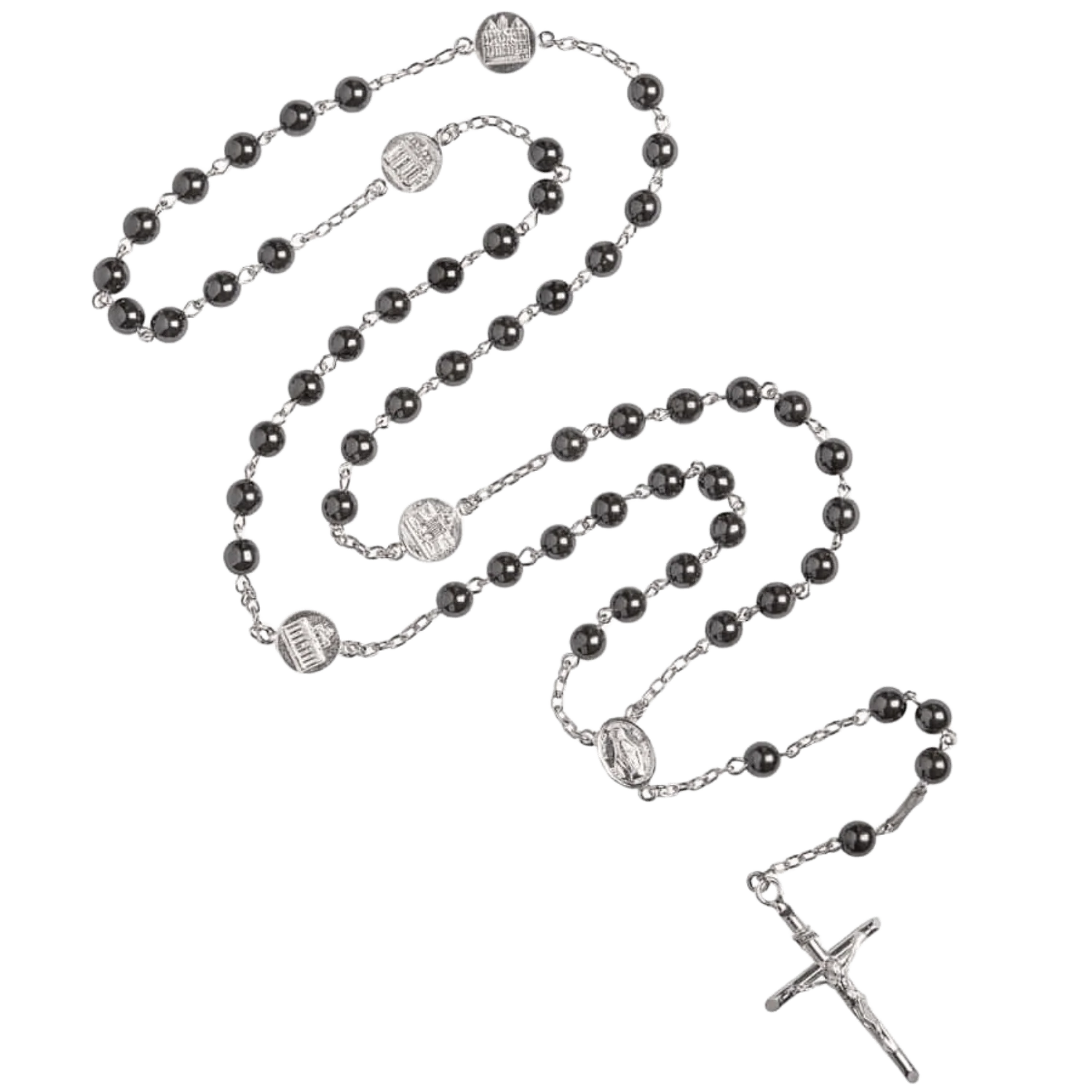 HEMATITE ROSARY - SILVER