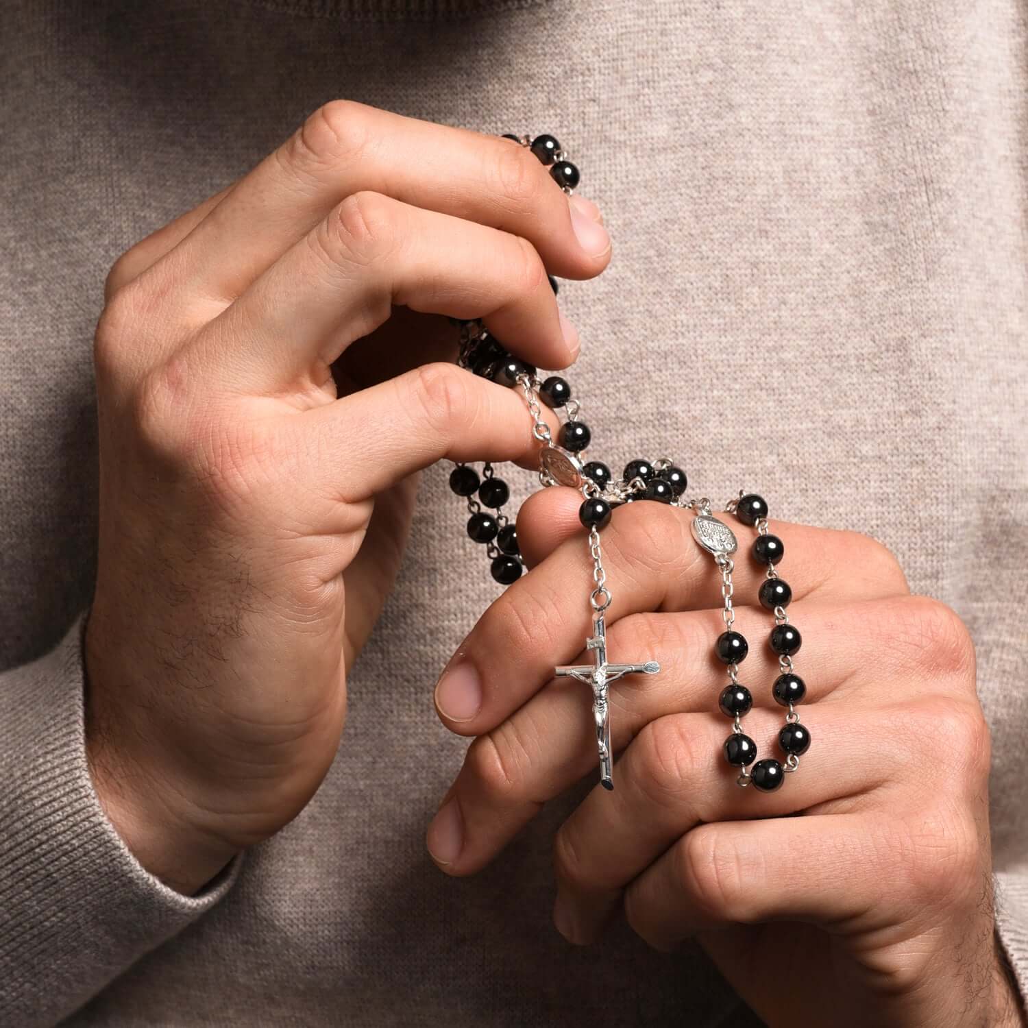HEMATITE ROSARY - SILVER - Image 2
