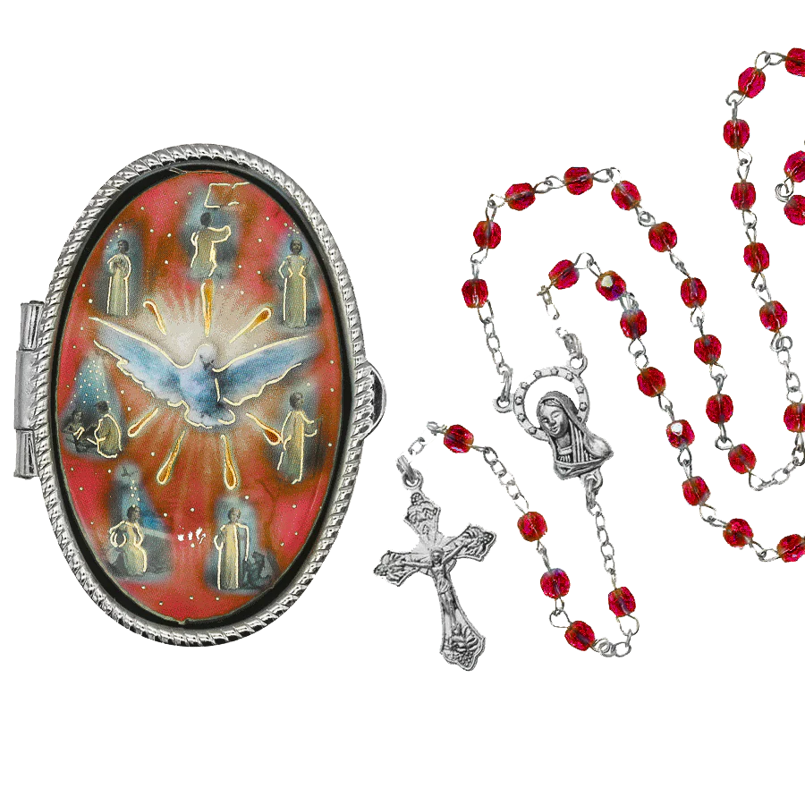 HOLY SPIRIT - ROSARY BOX - METAL