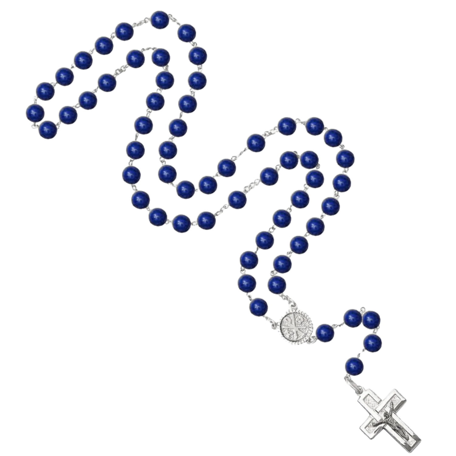 LAPIS LAZULI BEADS - ROSARY - SILVER