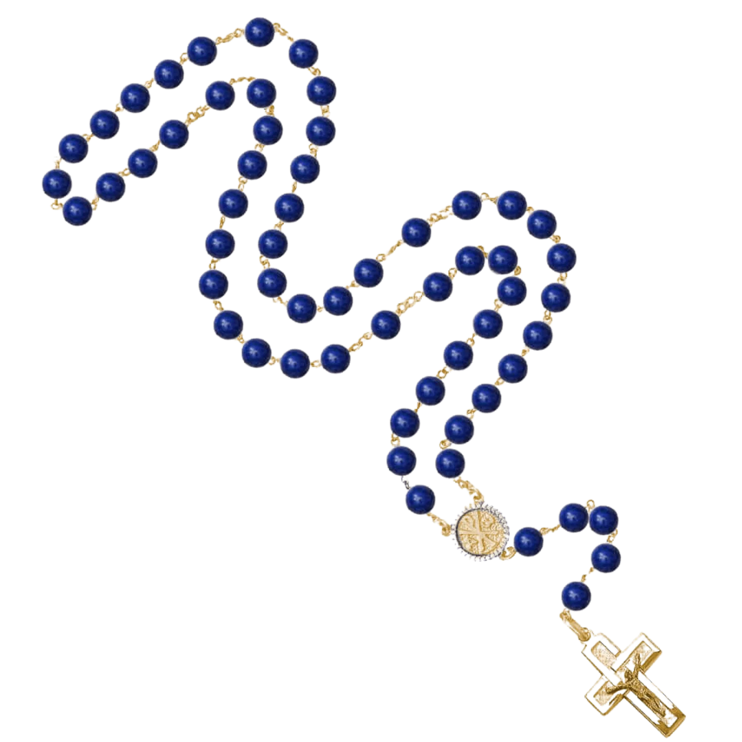 LAPIS LAZULI BEADS - ROSARY - VERMEIL SILVER