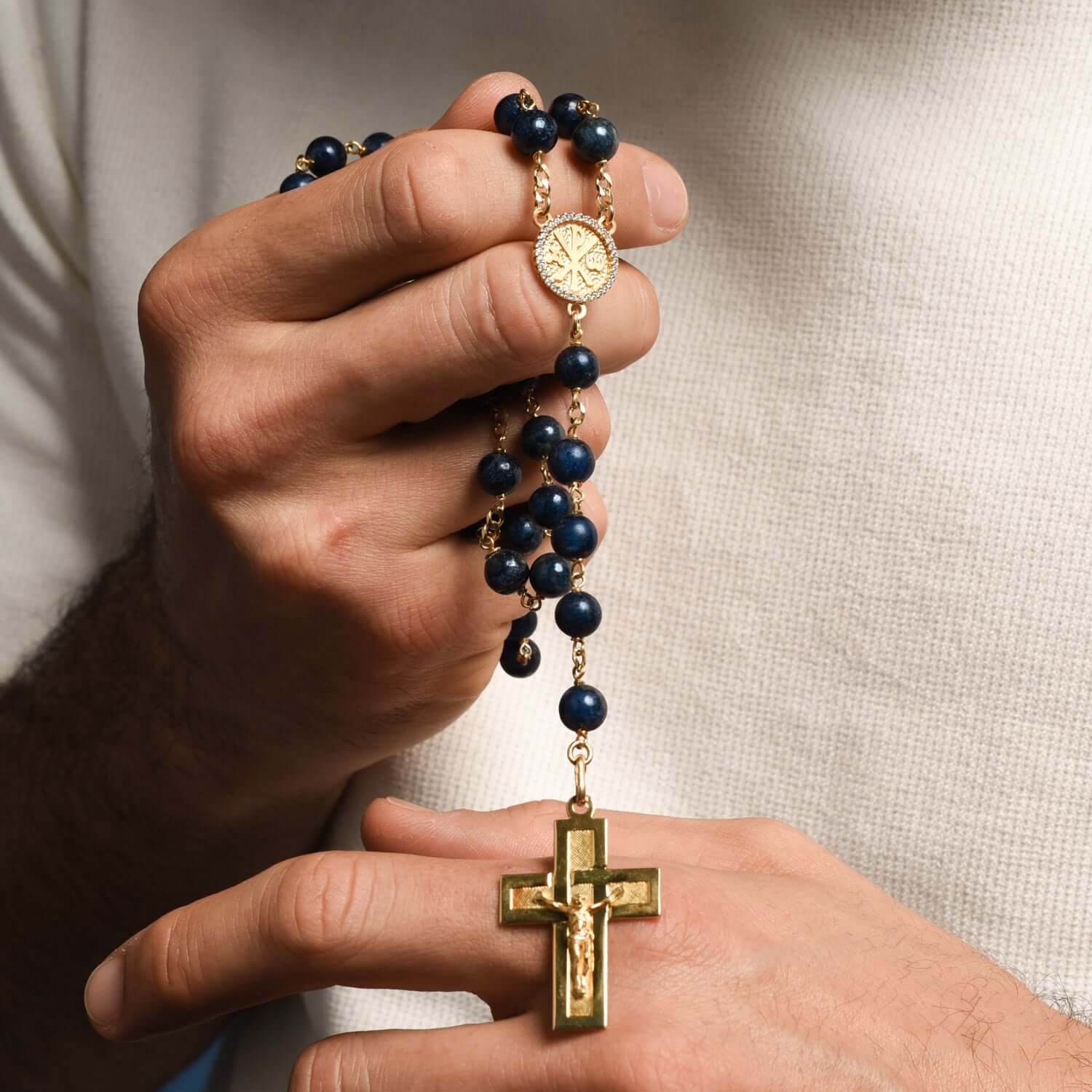 LAPIS LAZULI BEADS - ROSARY - VERMEIL SILVER - Image 3