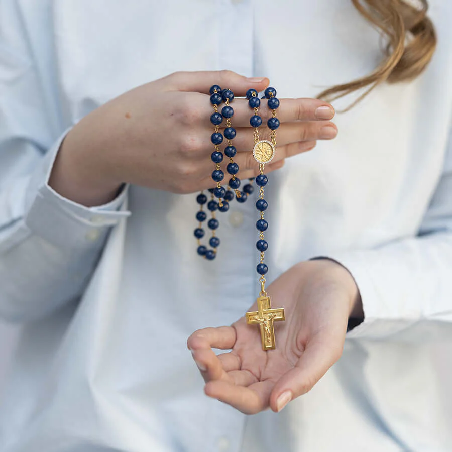 LAPIS LAZULI BEADS - ROSARY - VERMEIL SILVER - Image 6