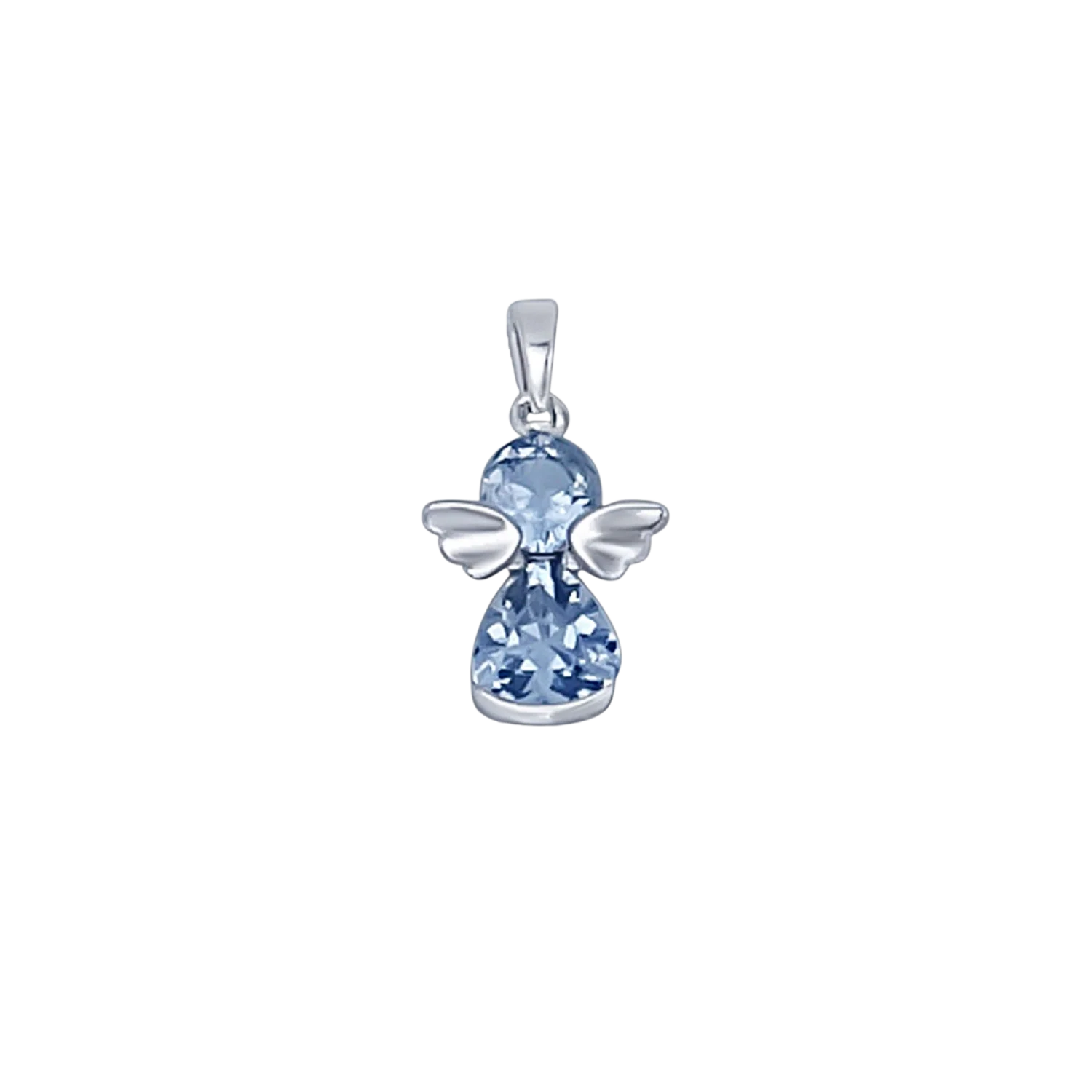LIGHT BLUE ANGEL PENDANT - SILVER AND ZIRCONIA