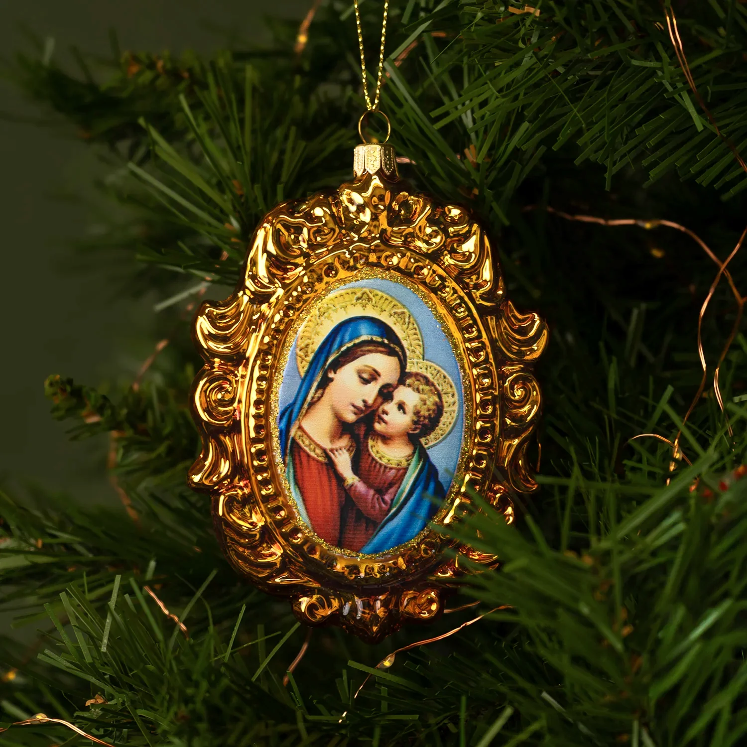 MADONNA WITH CHILD - CHRISTMAS TREE DECORATION - GLASS - Image 2