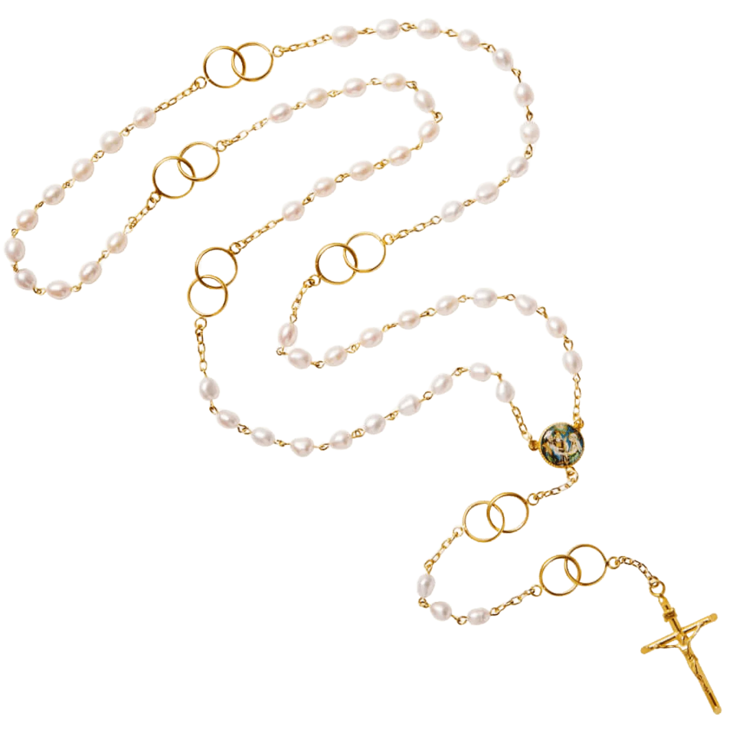 MARRIAGE - PEARL ROSARY - VERMEIL SILVER