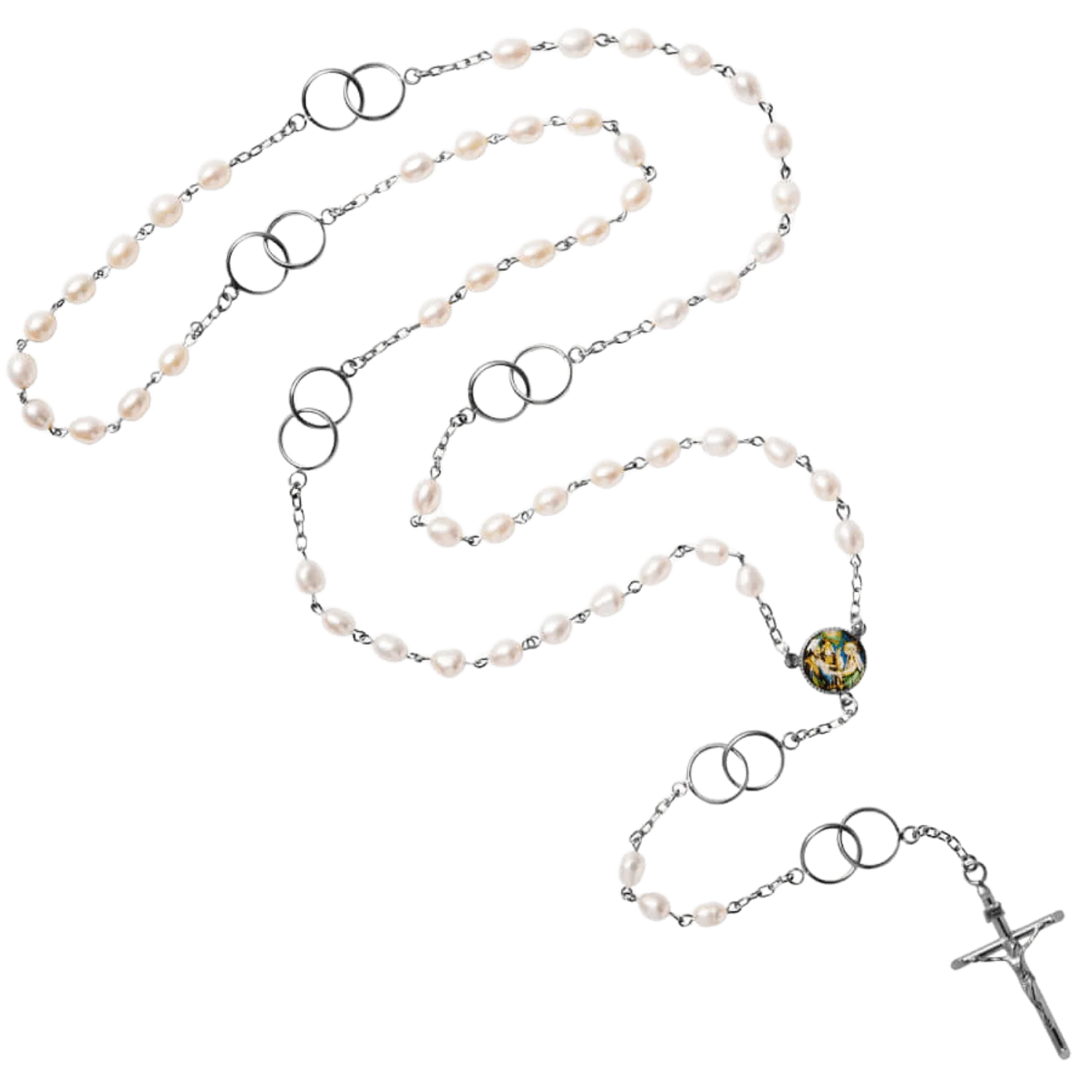 MARRIAGE - PEARL WEDDING ROSARY - SILVER