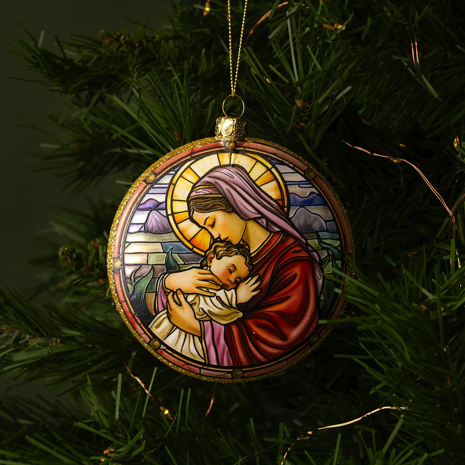 MARY WITH BABY JESUS - CHRISTMAS TREE DECORATION - GLASS - Image 2