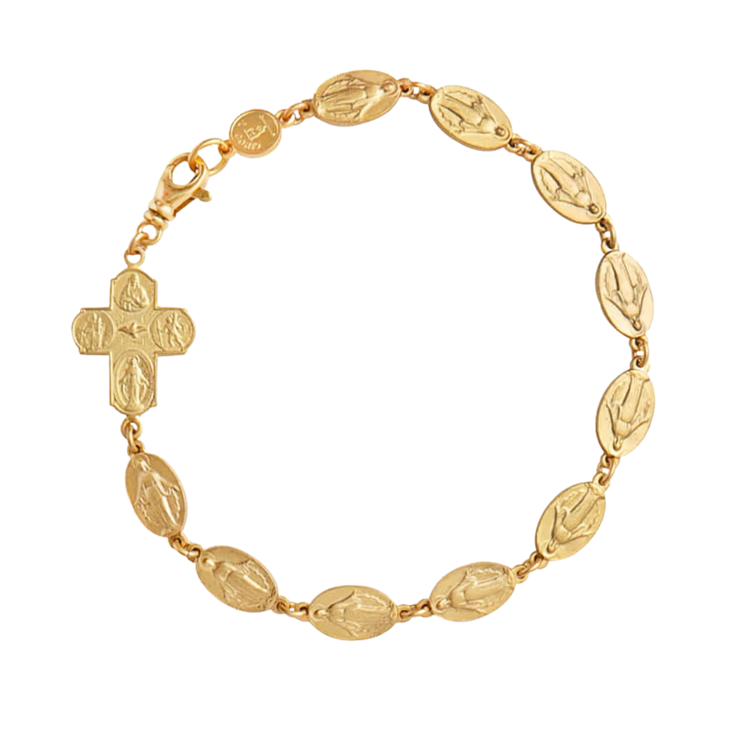 MIRACULOUS AND FOUR WAY CROSS - BRACELET - VERMEIL SILVER