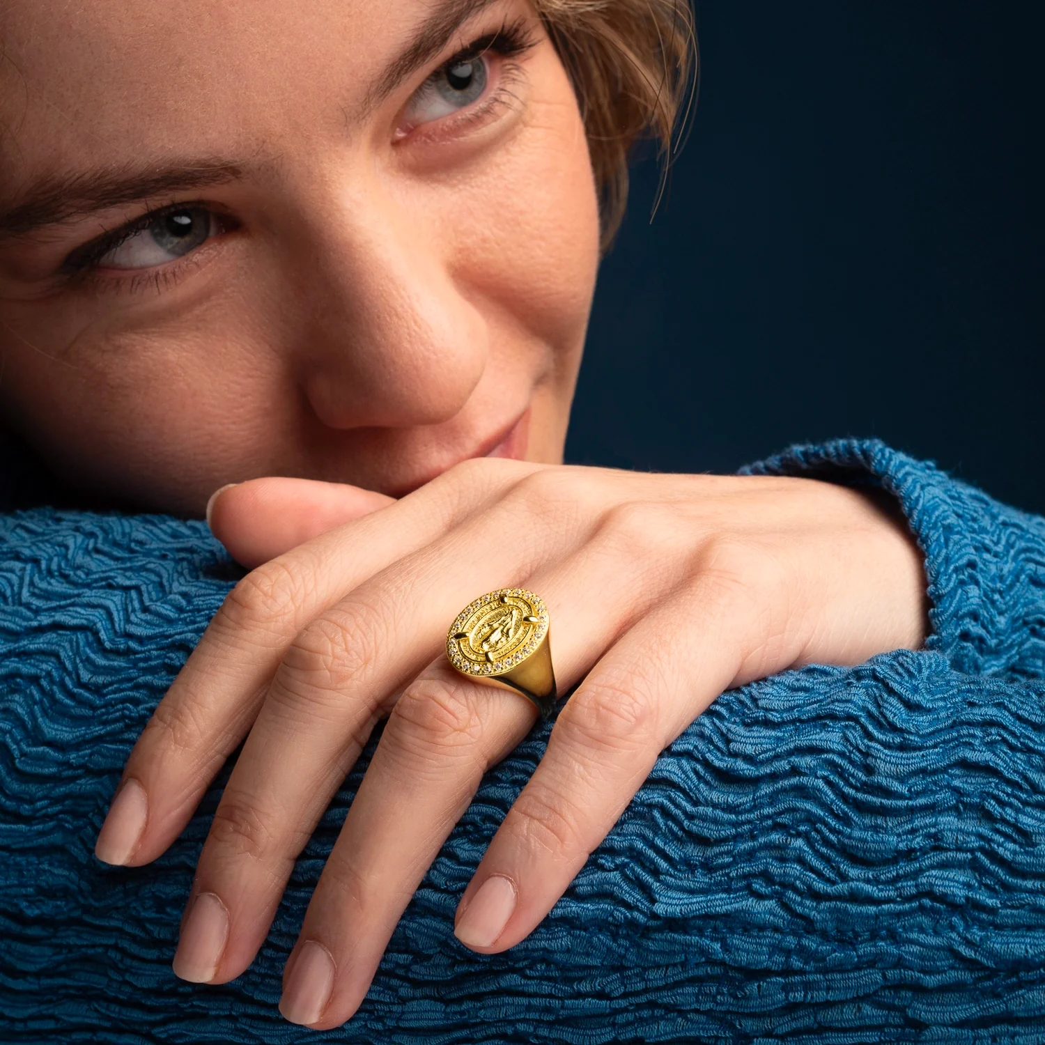 MIRACULOUS MEDAL - RING - GOLDEN SILVER - Image 3