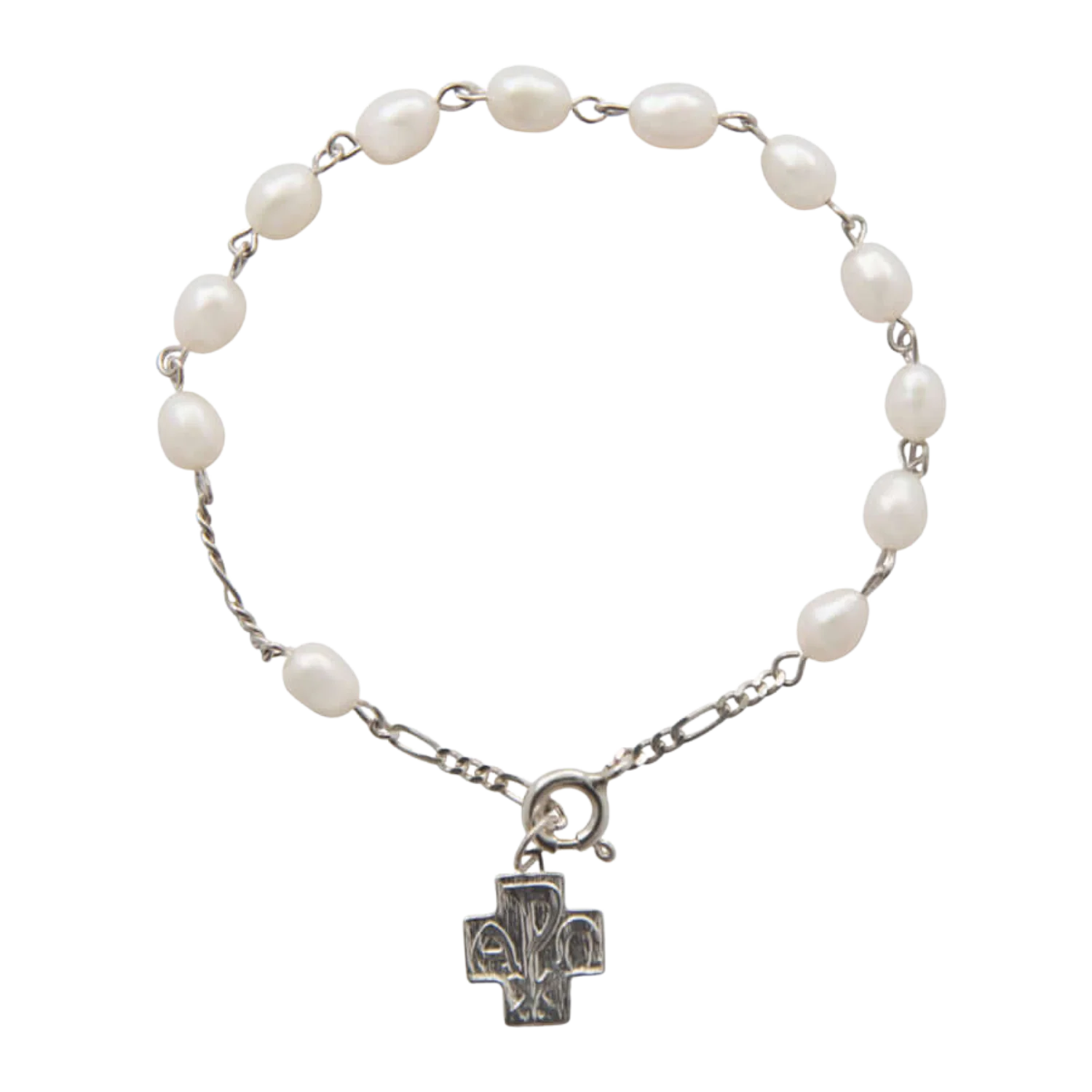 PEARL ROSARY BRACELET - SILVER