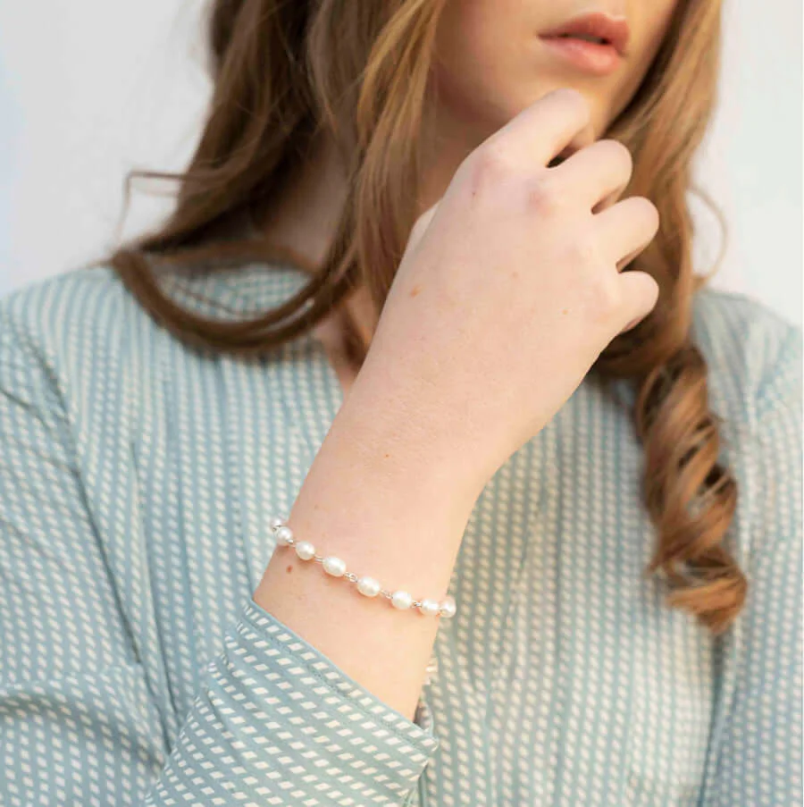 PEARL ROSARY BRACELET - SILVER - Image 3
