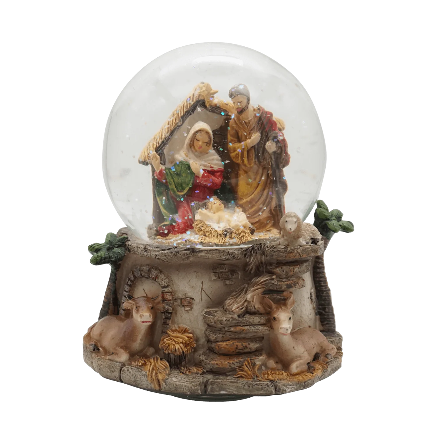 NATIVITY SCENE - CHRISTMAS SNOW GLOBE AND CARILLON
