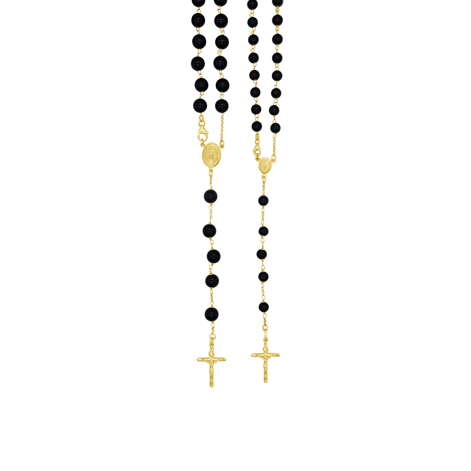 ONYX ROSARY BEADS - GOLD - Image 2