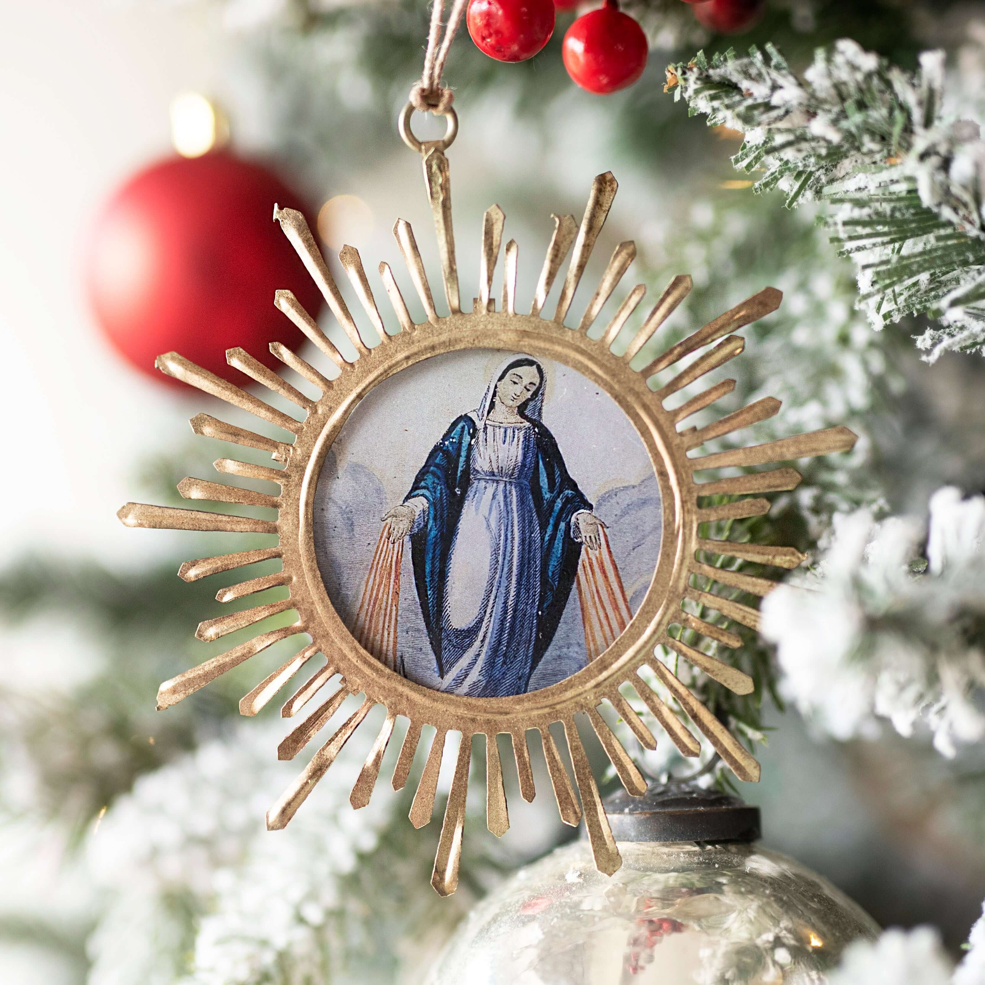 OUR LADY OF GRACE - CHRISTMAS TREE DECORATION - METAL - Image 2