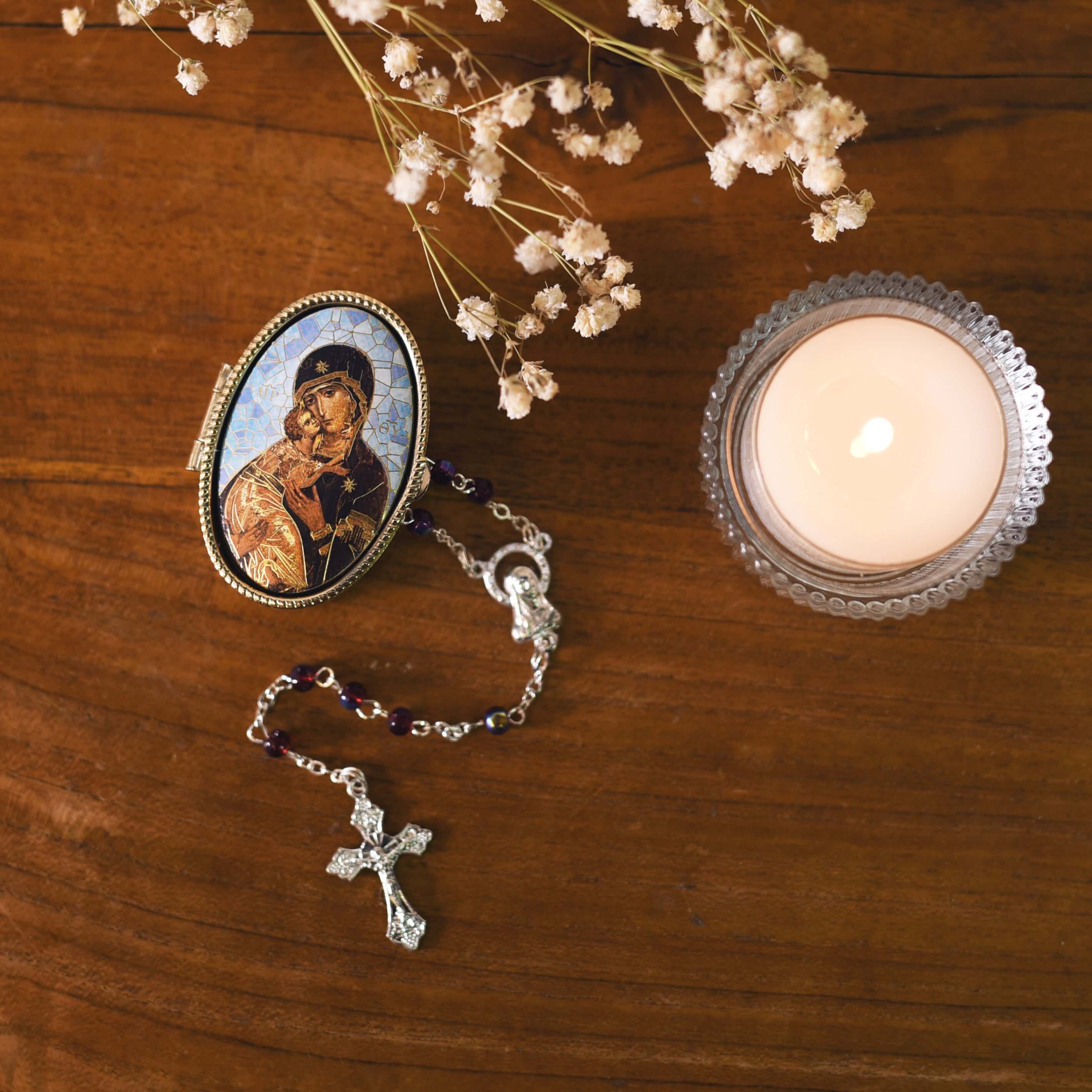 OUR LADY OF PERPETUAL HELP - ROSARY BOX - METAL - Image 3