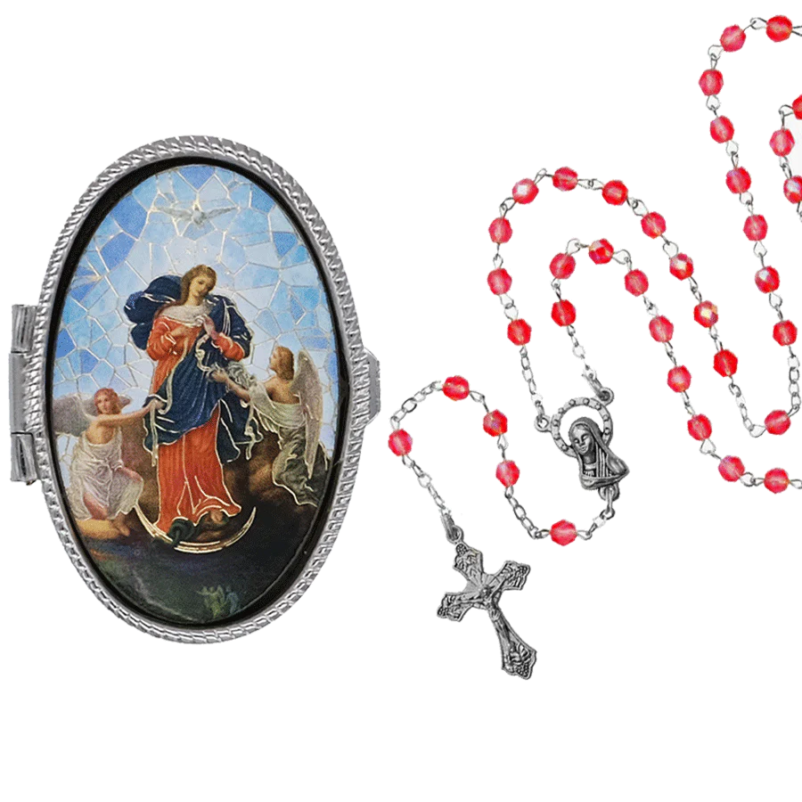 OUR LADY UNTIER OF KNOTS - ROSARY BOX - METAL