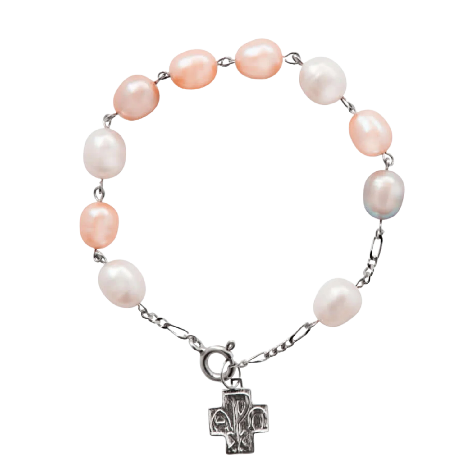PEARL BEADS ROSARY BRACELET - SILVER