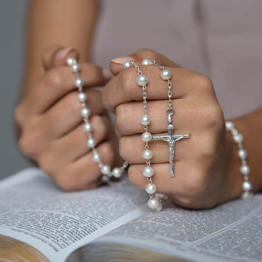 PEARL ROSARY - SILVER - Image 3