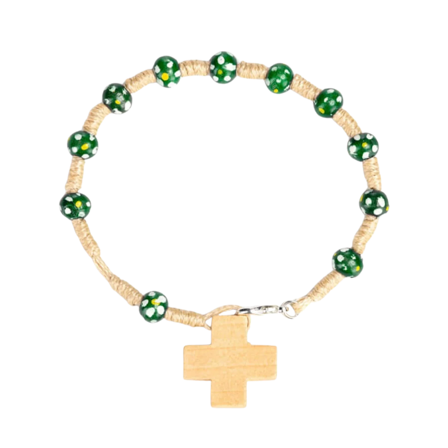 CHILDREN'S ROSARY BRACELET - WOOD - GREEN