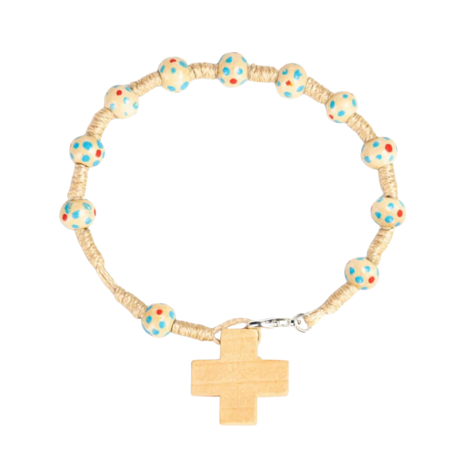 CHILDREN'S ROSARY BRACELET - WOOD - NATURAL